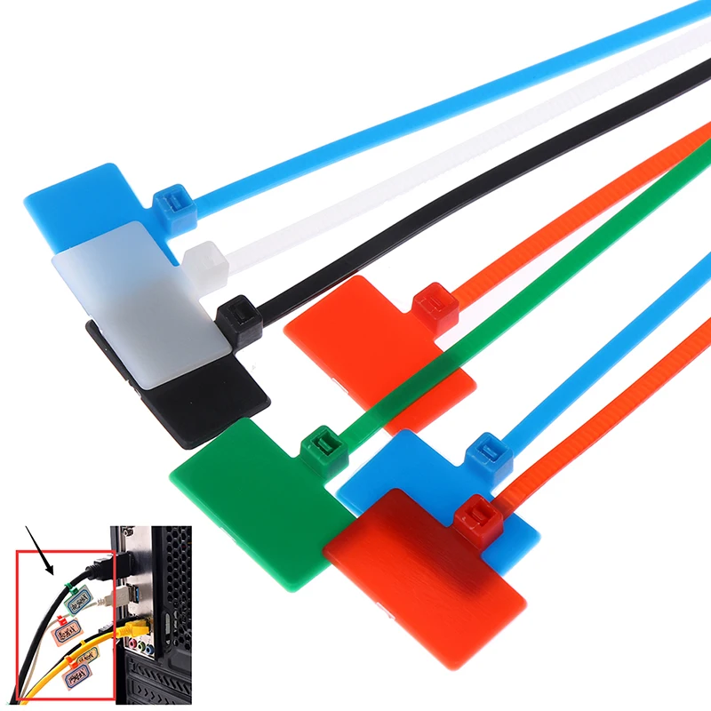 

100pcs 4*150mm Nylon Cable Ties Tag Labels Plastic Loop Ties Markers Cable Tag Self-locking Zip Ties Easy Mark