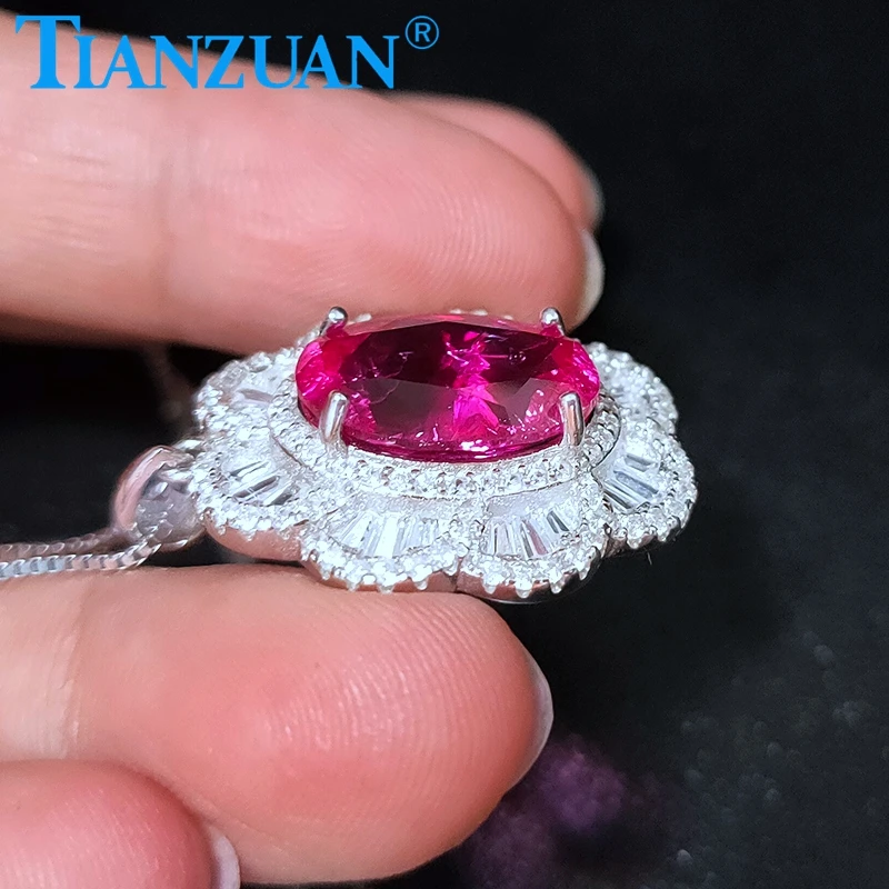 10*14 мм 7.3ct Главный камень искусственного розового цвета рубин в форме цветка с 925