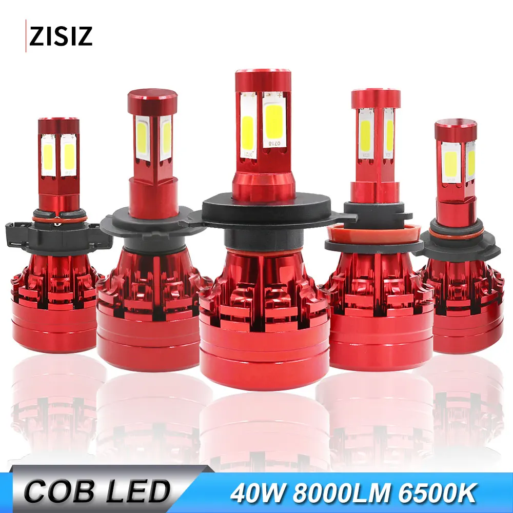 2 шт. светодиодный H7 H4 фары лампы 8000LM 4 стороны COB налобный фонарь H1 H11 H8 H9 H13 9005 9006 9004