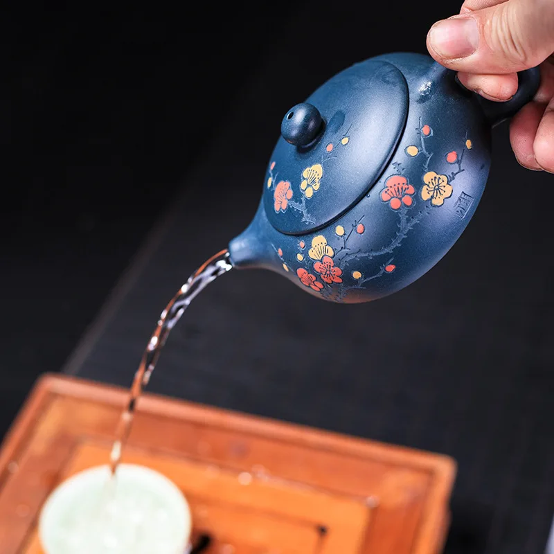

160ml Purple Clay Yixing Mei Xiang Flat Xishi Teapot for Tea Pot Chinese Style Kung Fu Tea Dahongpao Handmade Kettle Teaware