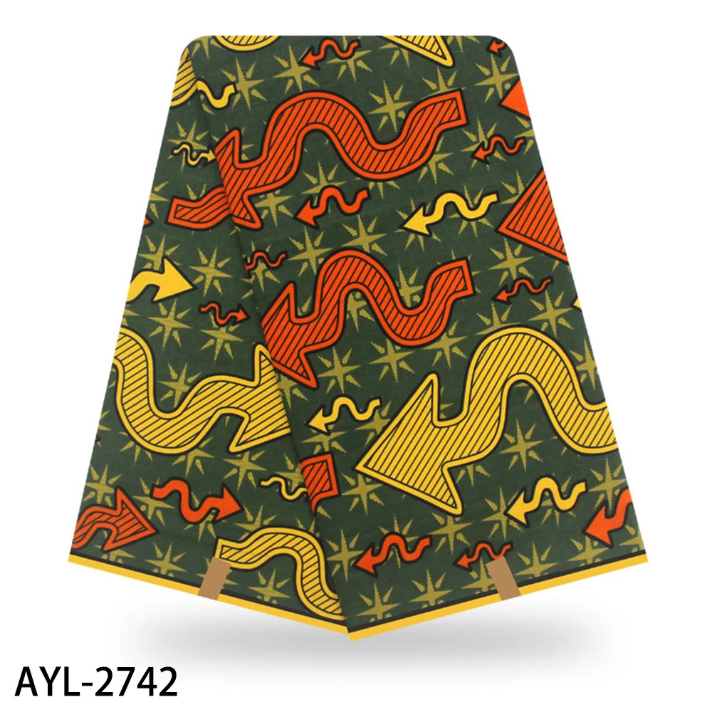 AYL-2742 Африканская ткань, хлопок, Анкара, ткань, высокое качество, нигерийский воск, принты, ткань, настоящий голландский воск, 6 ярдов, BHL - Цвет: AYL-2742