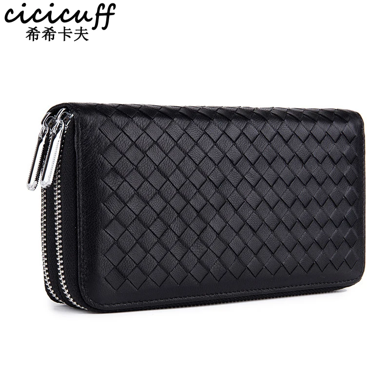 Кошелек CICICUFF Женский из натуральной кожи с двойной молнией длинный овечьей