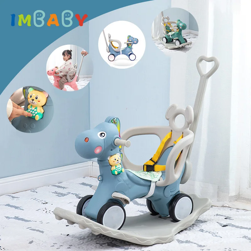 

Kid Music Rocking Horse Plastic Flashing Rocking Horse Sliding Cart Baby Infant Multi-Function Rocking Chair Wooden Ride On Toys