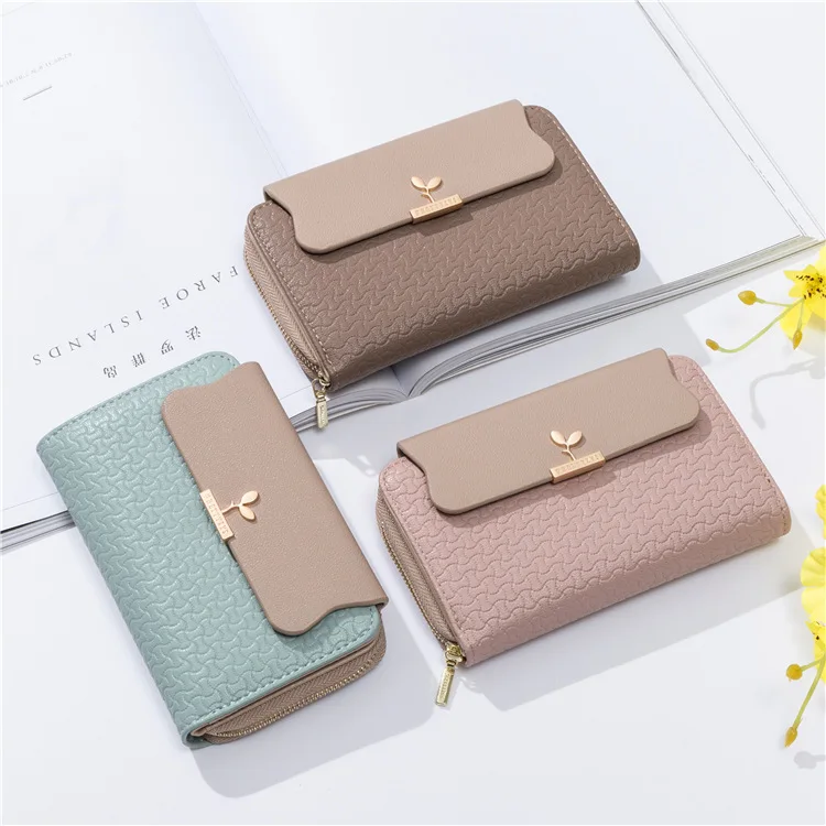 

2020 new color contrast large capacity multi-function versatile wallet women short simple medium wallet