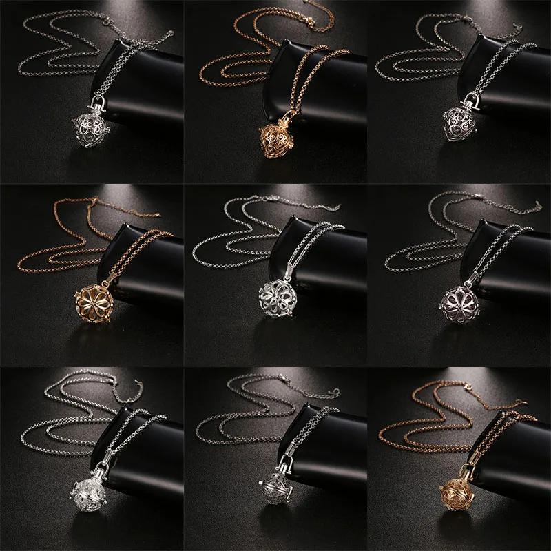 

Mexico Chime Music Piano Ball Heart-Shaped Locket Necklace Vintage Pregnancy Aromatherapy Essential Oil Diffuser Pendant Jewelry