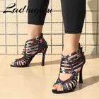 Женские сапоги для латиноамериканских танцев, атласные, с мягкой подошвой