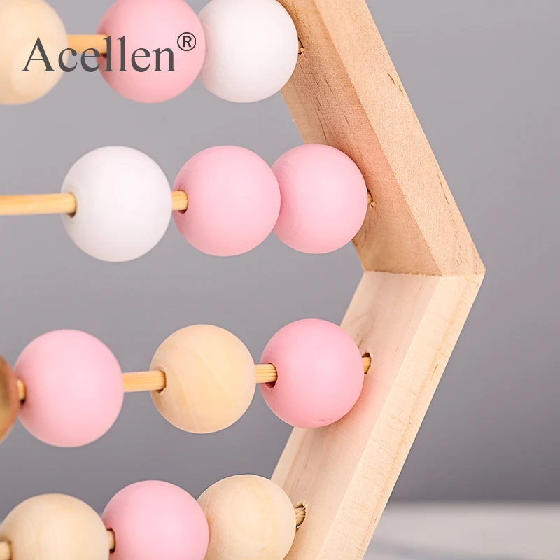 Nordic Style Natural Wooden Abacus with Beads Craft Baby Early Learning Educational Toys Scandinavian Style Child Room Decor
