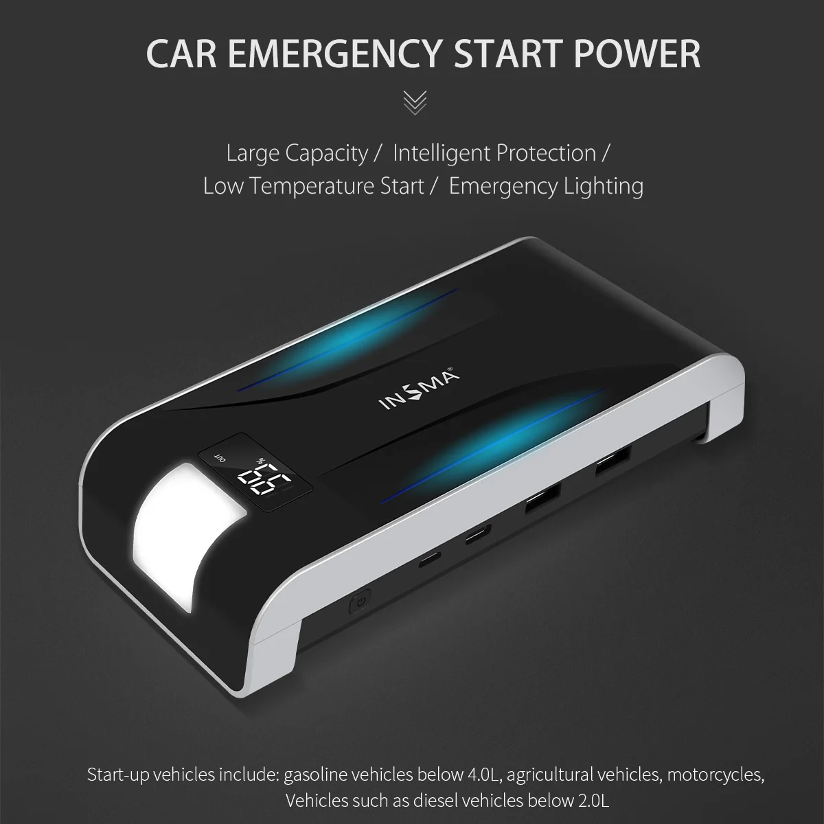 Многофункциональное автомобильное пусковое устройство 99999mAh 4USB 600A, автомобильное зарядное устройство для подзарядки аккумулятора, Дополнительный внешний аккумулятор, аварийное пусковое устройство