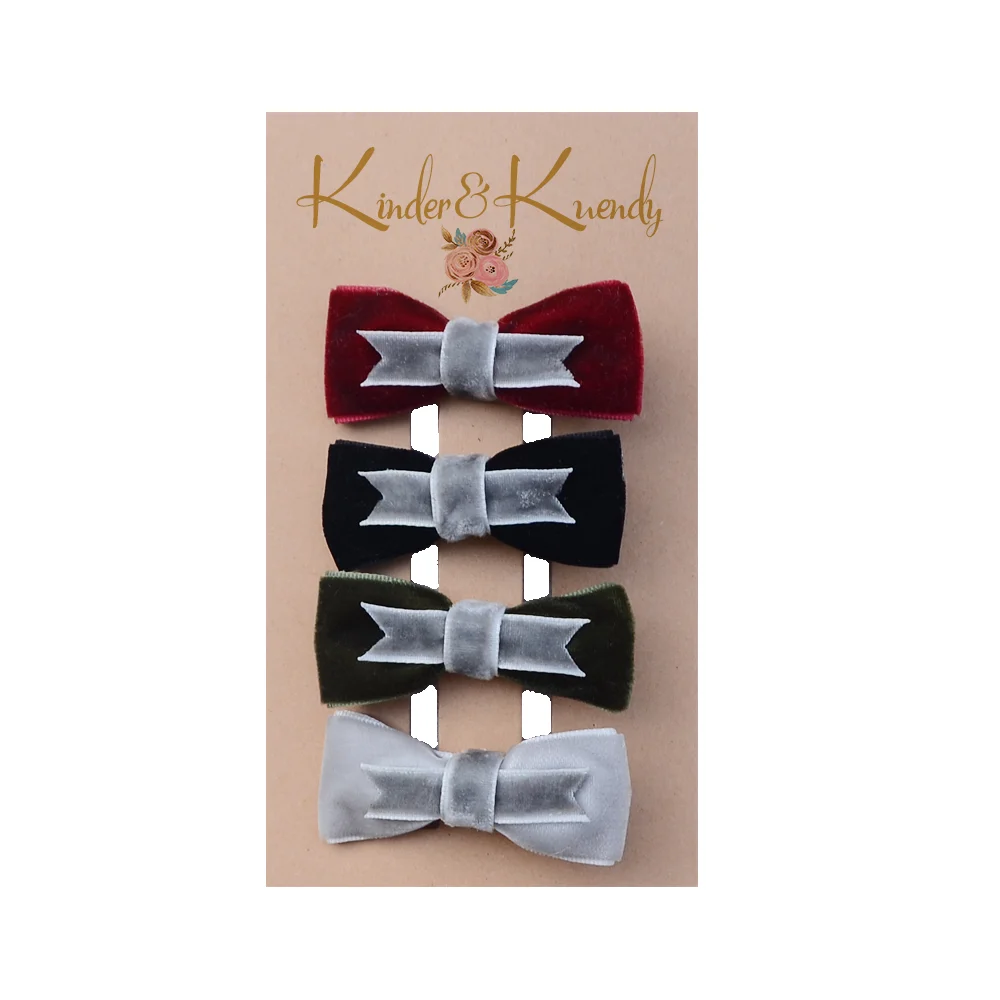 Очаровательные бархатные банты шпильки для маленьких девочек зимние заколки