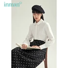 INMAN, осенняя женская блузка, французский пасторальный вышитый воротник, минимализм, пуговицы, длинные рукава, белая рубашка