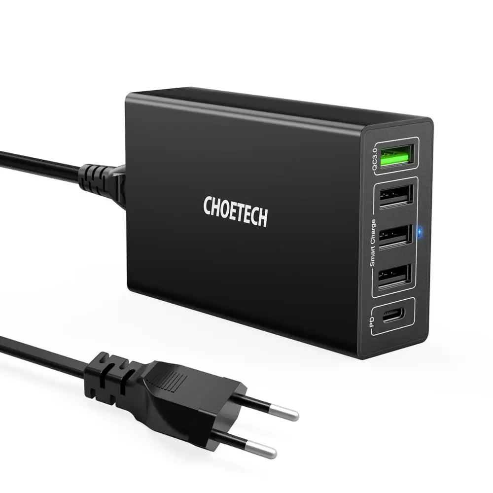 EU Plug Зарядное устройство CHOETECH Quick Charge 3,0 USB 60 Вт QC3.0 QC Turbo Быстрая зарядка мультирозеточный мобильный телефон зарядное устройство для iPhone samsung Xiaomi - Тип штекера: EU Plug