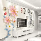 Китайский 3D стереоскопический рельеф цветок Семья Гармония тема ТВ фон обои настенная Современная 3D цветочные обои домашний декор