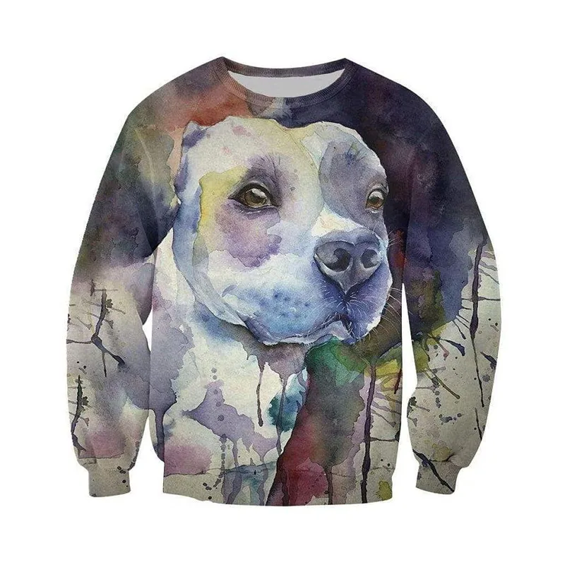 

New 3D full print Bulldog watercolor zipper Sweatshirt Hoodie