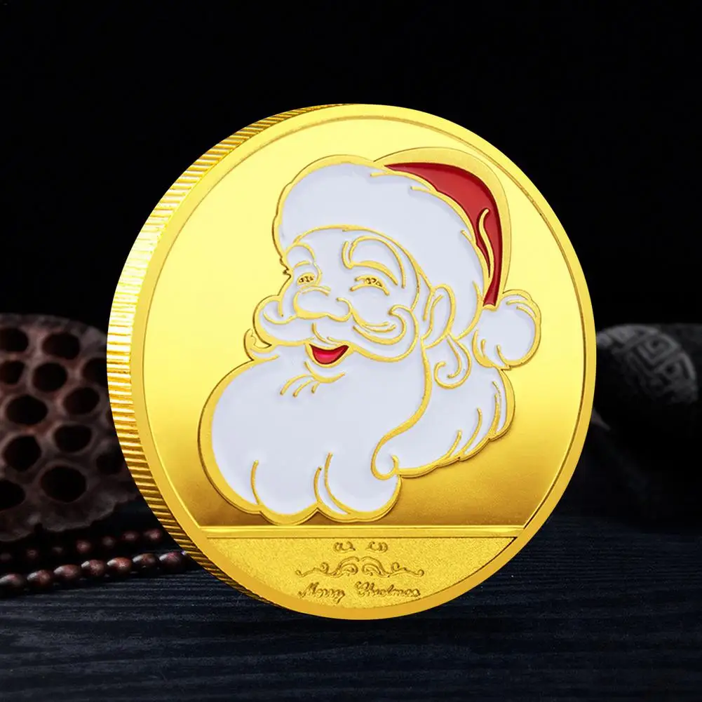 Christmas Commemorative Coin Collection Coins with Santa Claus and Reindeer Arts Souvenir Gift Badge Christ | Дом и сад
