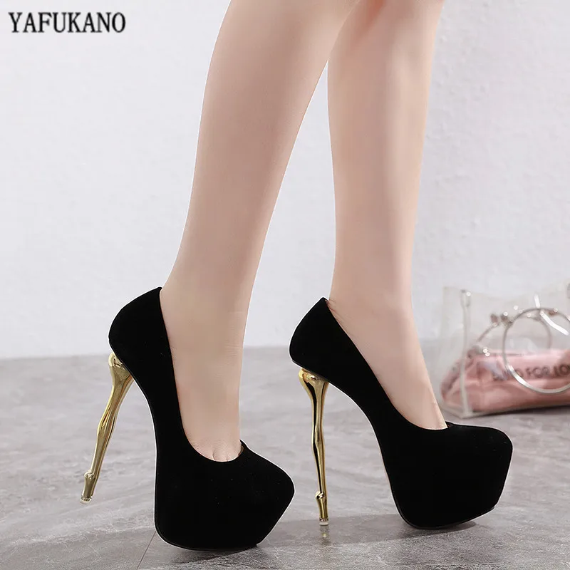 Туфли женские на платформе и тонком каблуке пикантные туфли-лодочки для ночного