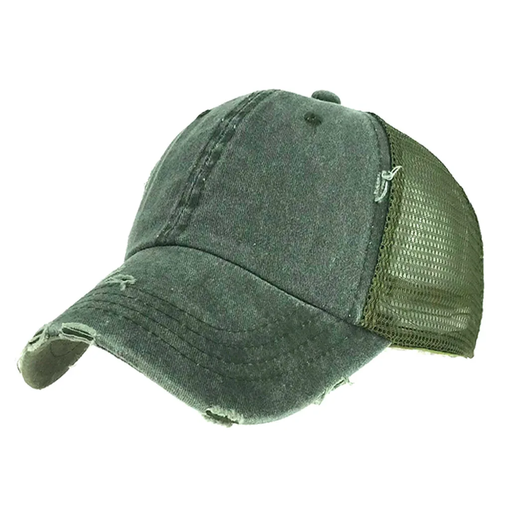 

Washed Cotton Mesh Baseball Cap Visor Hat Solid Color Baseball Hat Summer Adjustable Sports Cap