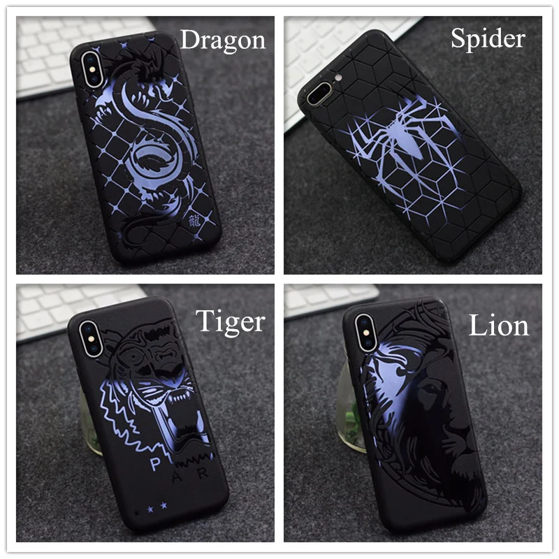 Глянцевый чехол для iphone 6s 6 7 8 Plus X телефона 11 Pro MAX мигающий с тигром львом пауком |