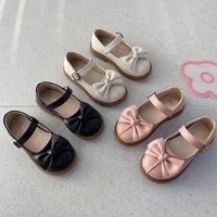 children leather shoes for girls autumn 2021 new bowknot baby princess shoes toddler sandals pu soft soled anti skid flats 1 6y