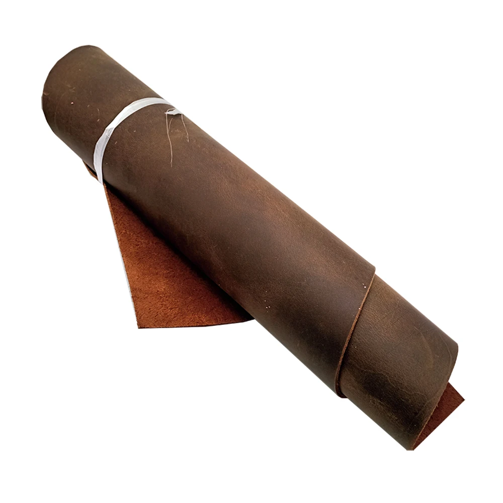 Темно коричневая натуральная коровья кожа Crazy Horse для рукоделия|Натуральная кожа|