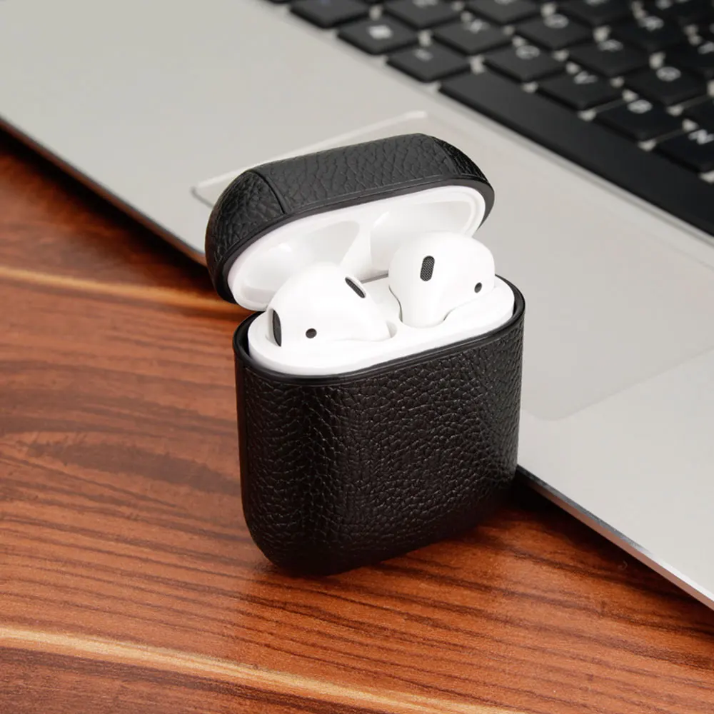 LISM чехол из натуральной кожи для Apple Airpods 1/2 противоударный ПК чехол для AirPods протектор для наушников Litchi шаблон чехол Капа