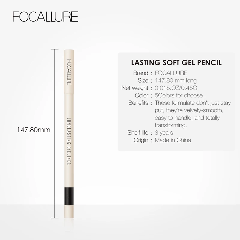 FOCALLURE долгостойкая гелевая подводка для глаз Карандаш Водонепроницаемый Легко