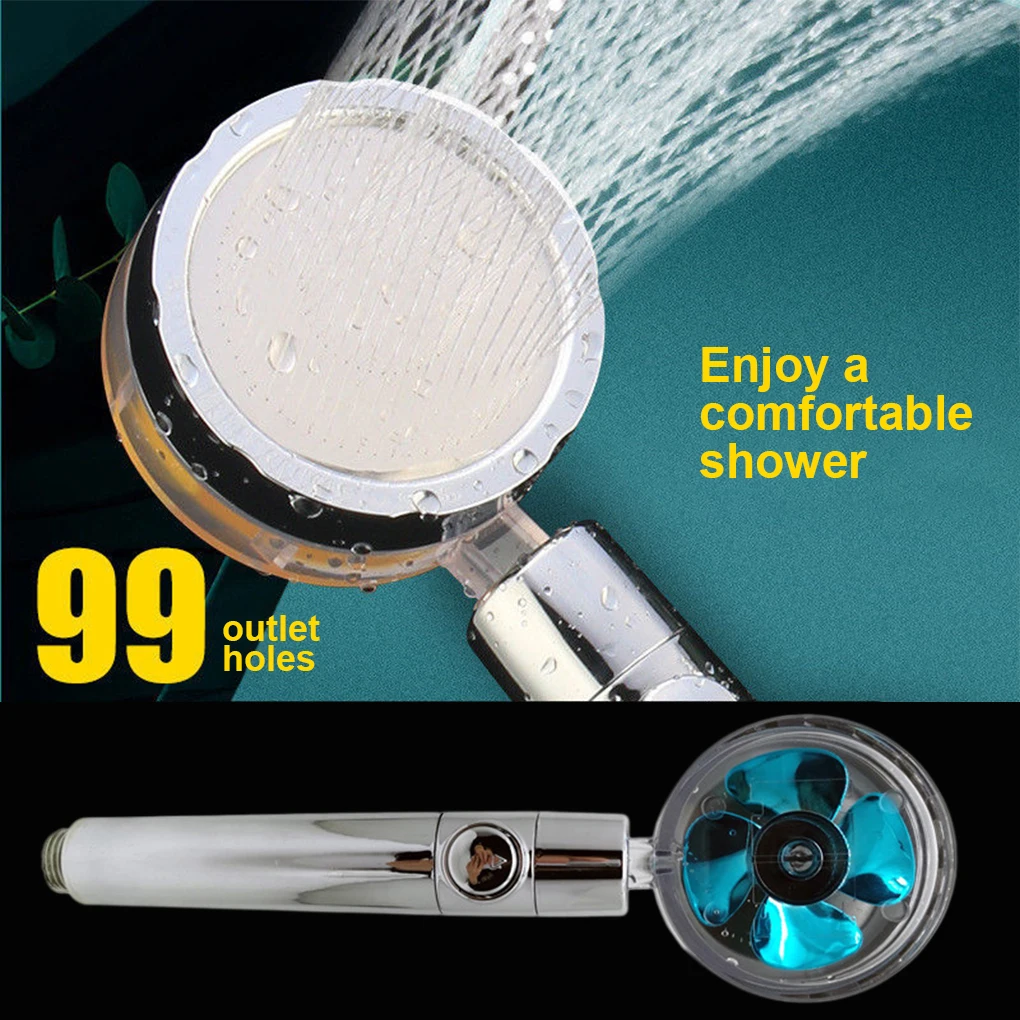 

New Shower Head Water Saving Flow 360 Degrees Rotating With Small Fan ABS Rain High Pressure spray Nozzle Bathroom Accessories