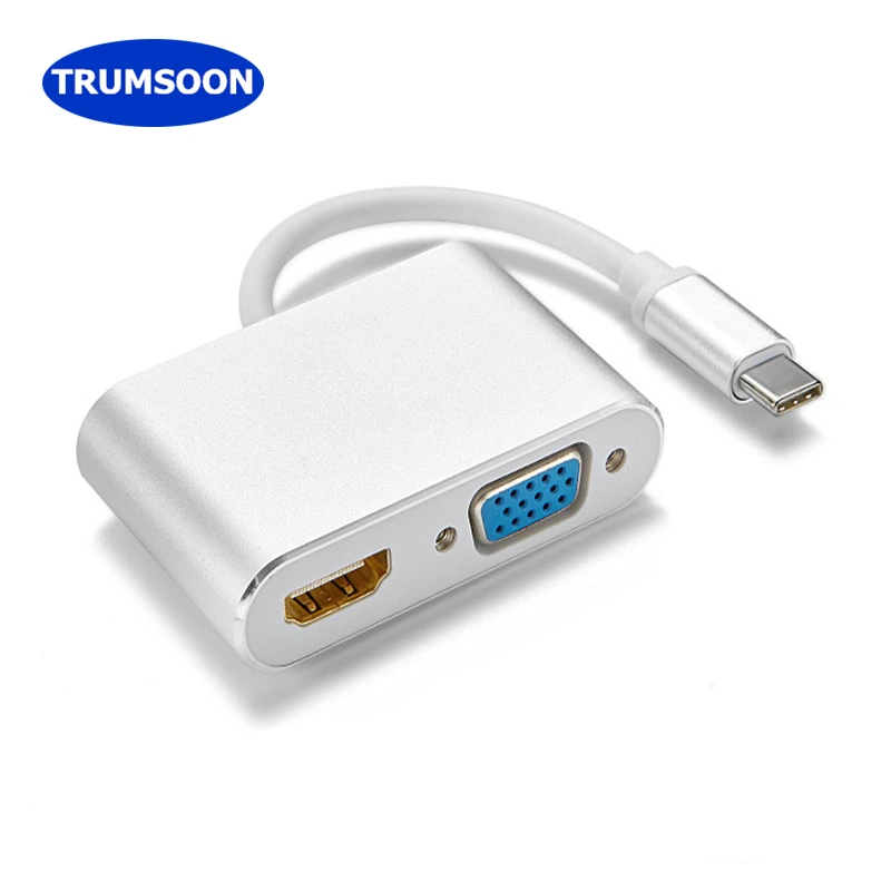 

TRUMSOON Type-C to 4K HDMI-compatible VGA Adapter USB C 3.0 Dock for MacBook TV Samsung S20 Dex Huawei P30 Xiaomi 11 Nintendo