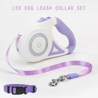 led retractable dog leash for dogs cats with flashlight durable nylon automatic extending traction rope walking dog lead collar