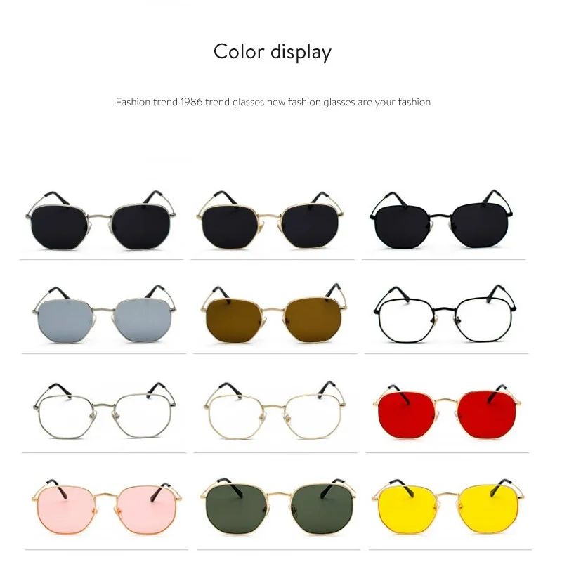 

Men Square Sunglases Hexagon Sun glasses 2019 Women Metal Frame Fishing Glasses Gold gray Eyewear lentes