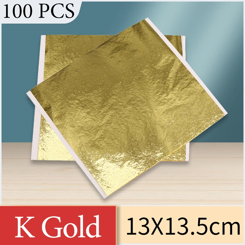 

14cm Gold Leaf Sheets K Gold Foil Paper in Arts and Crafts Furniture Nail Decoration Painting Potal