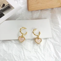 fashion jewelry french 925%c2%a0silver%c2%a0needle pink heart earrings ladies heart c word earrings metal twist stud earrings gifts