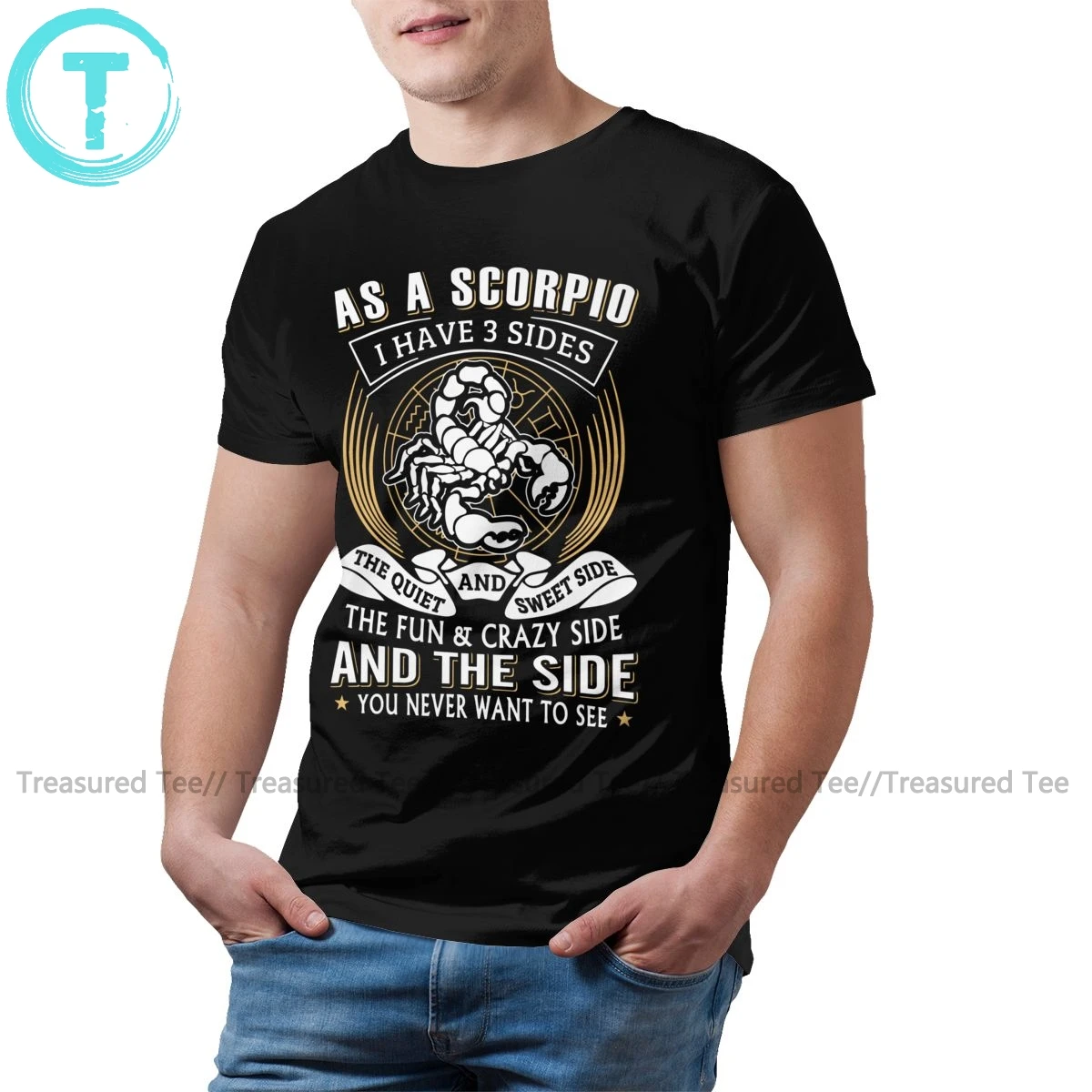 Scorpio T Shirt As A Scorpio I Have 3 Sides T-Shirt Mens Oversize Tee Shirt Classic Cute Short-Sleeve Tshirt