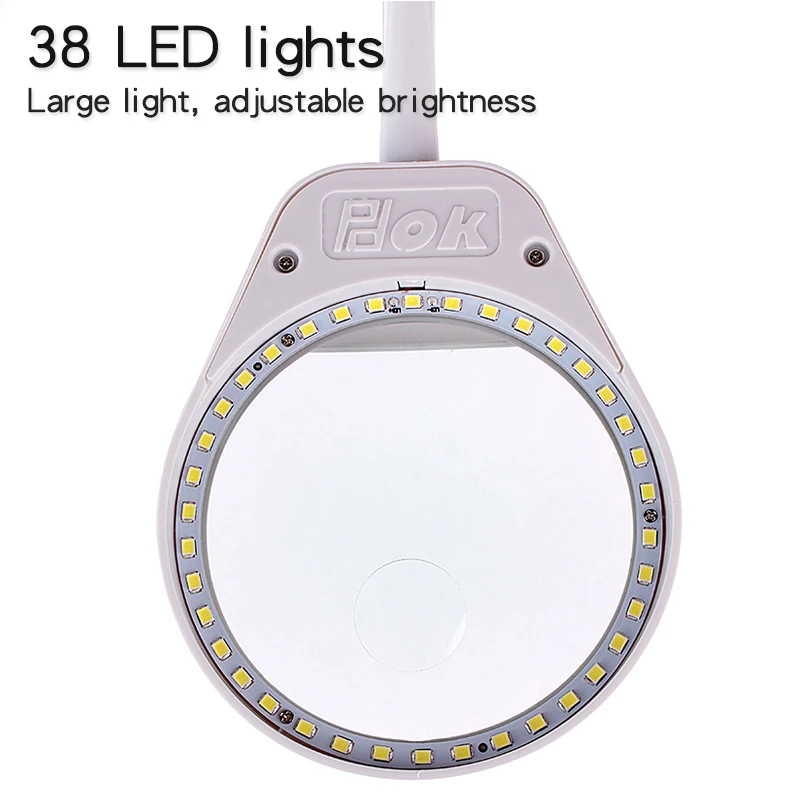 

KUAIQU 3X10X 5X Magnifier Adjustable 100mm Lens Table Led Light Magnifier Lamp Desktop Magnifying Lamp with Flexible Metal Hose