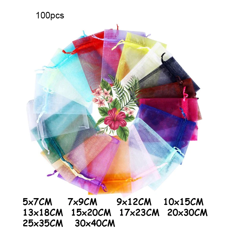 100 шт. прозрачные подарочные сумки из органзы | Дом и сад