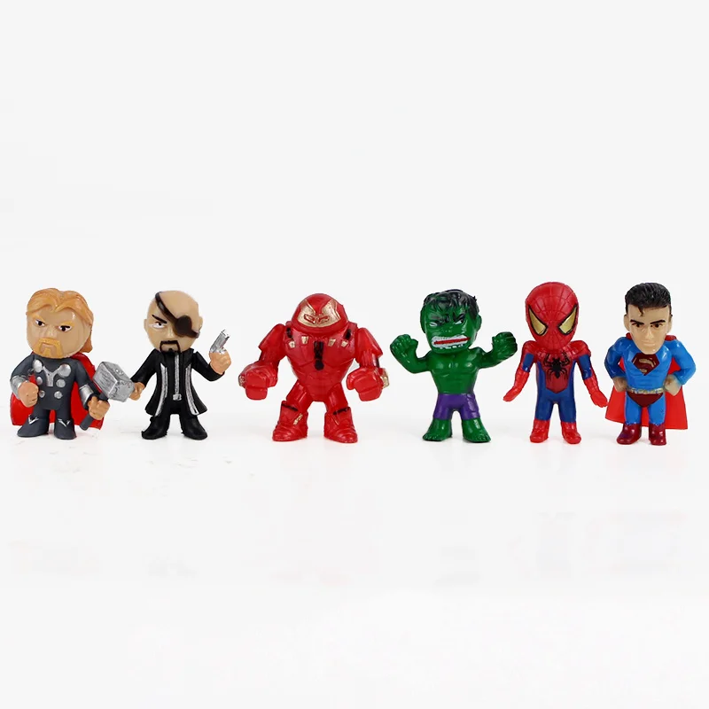 12 шт./компл. новые Q Мстители игрушки Мини Фигурки Халк Тор экшн Супергерои модели