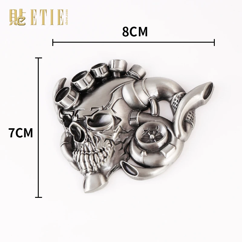 

ETIE Cool Design Turbo 3D Skull Metal Emblem Skulls Badges Stickers For Cars Bikes Truck Boat