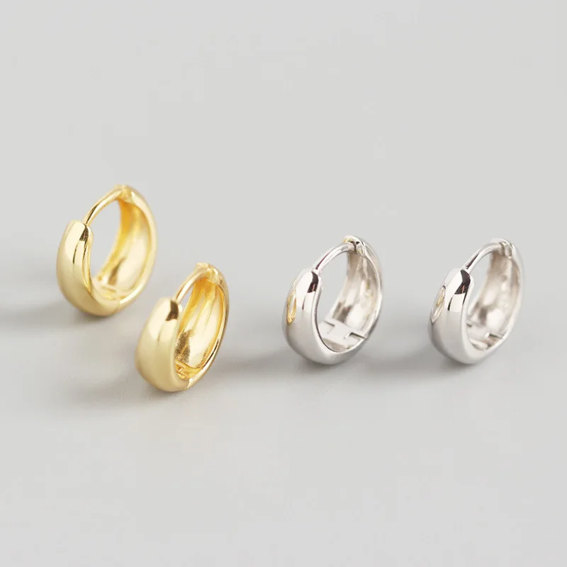 

Genuine 100% 925 Sterling Silver Minimalist Geometric Wide Gothic Stud Earrings for Women Party Punk Hip Hop Fine Jewelry