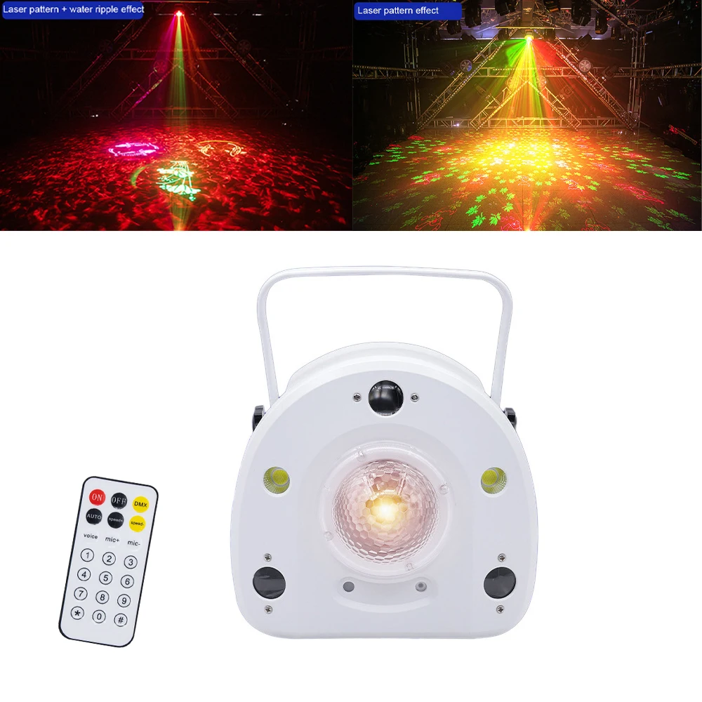 Remote DMX Laser Projector Strobe Magic Ball Pattern 4IN1 Stage Lighting Effect DJ Disco Party Holiday Dance Wedding White Light