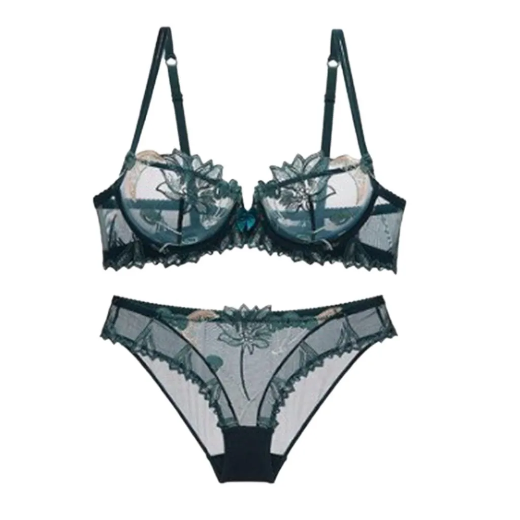 Сексуальный женский комплект нижнего белья прозрачный кружевной с