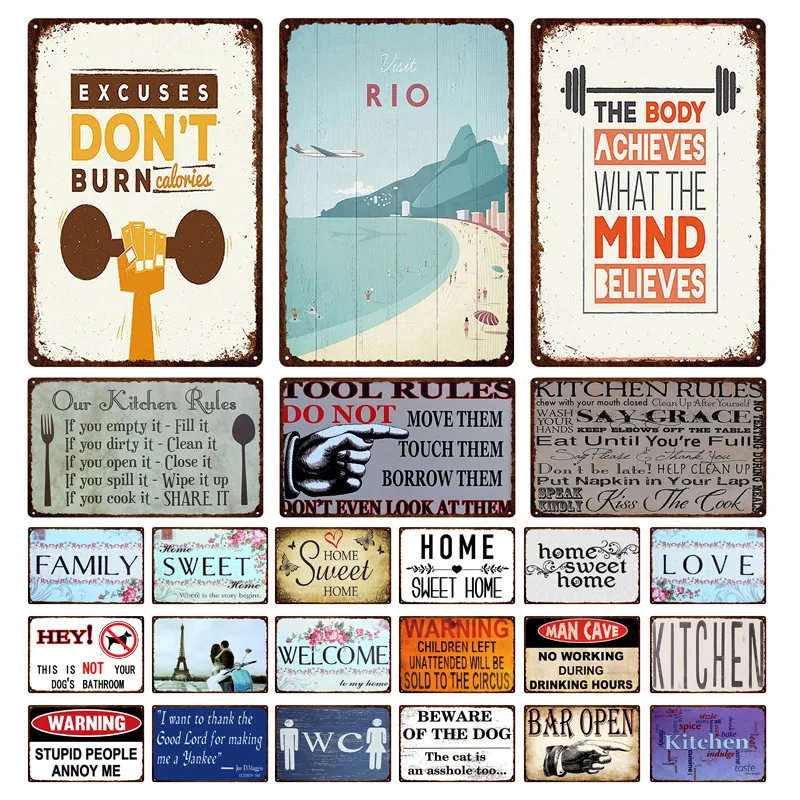 Warrning не горит знаки олова Винтаж Семья любовь Милый шик Табличками Кухня посуда