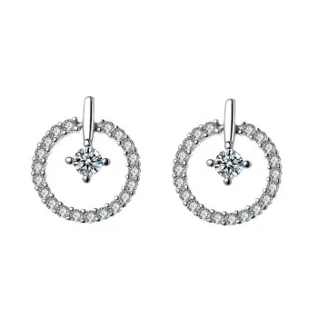 

S925 Sterling Silver Ring Diamond Earrings Female Light Luxury Ins Niche Geometric Earrings Accessories