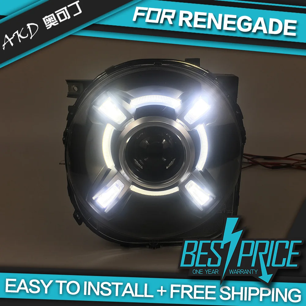 

Car Styling for Renegade Headlights 2016-2018 LED Headlight LED DRL Dynamic Signal Hella 5 Bi-Xenon Projector Lens Hid D2H