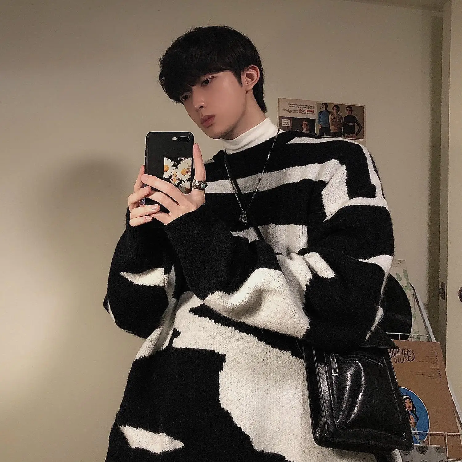 

Style Men's round neck sweater autumn winter 2021 new Korean Trend lazy wind Pullover long sleeve couple top trend