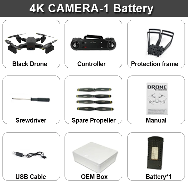 Дрон Sg700d 4k Дрон Hd Двойная камера Wifi передача Fpv оптический поток стабильная высота Квадрокоптер Rc вертолет Дрон камера Дрон - Цвет: 4K Black 1B