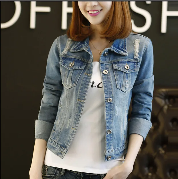 

The spring and autumn period and the new jean jacket female long-sleeved jacket brief paragraph cultivate one's morality dress