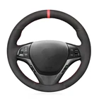 Сшитый вручную черный замшевый красный маркер, нескользящий чехол рулевого колеса автомобиля для Hyundai Genesis Coupe 2009-2016 Rohens Coupe 2009