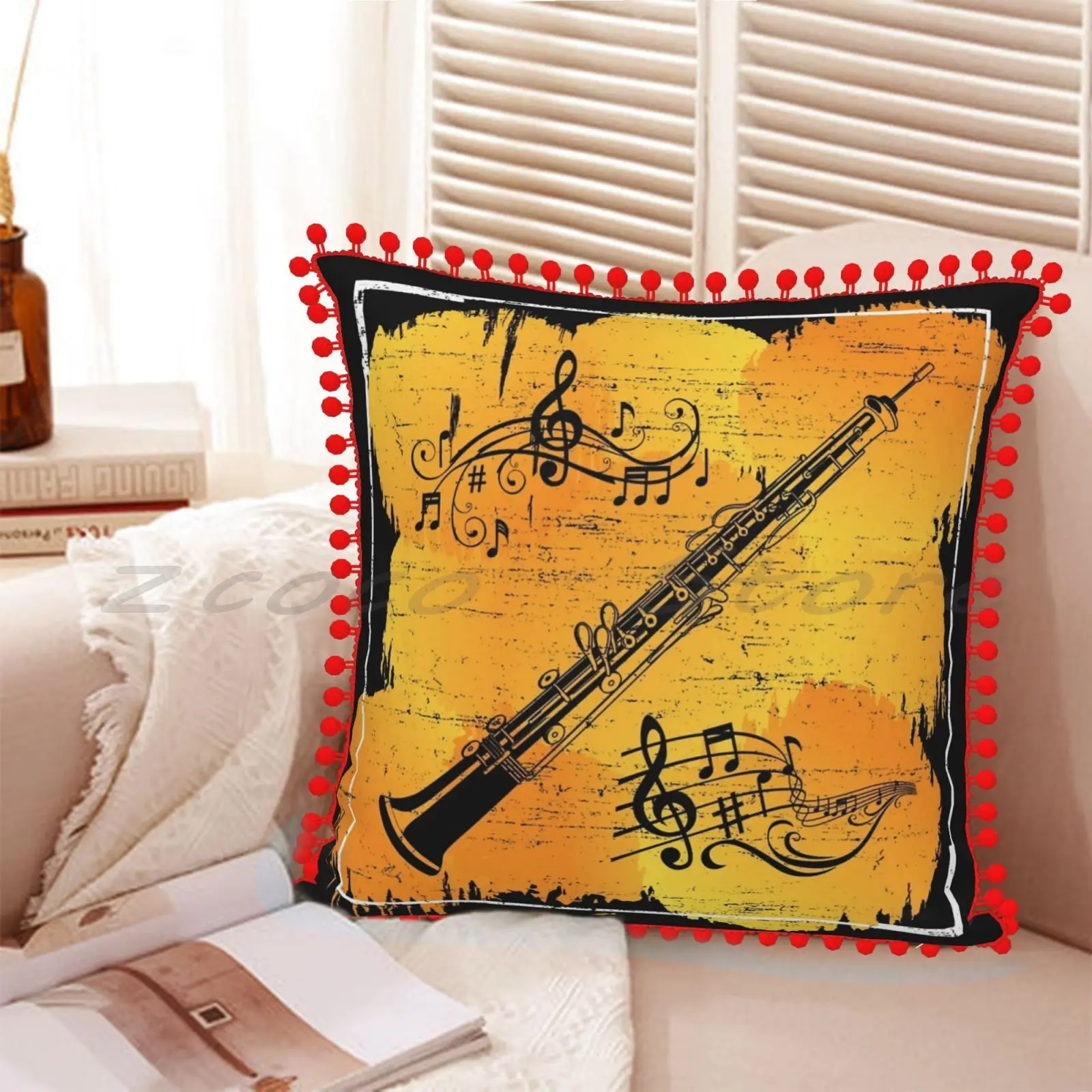 Наволочка для кларнета с надписью наволочка из хлопка и льна плюшевым помпоном