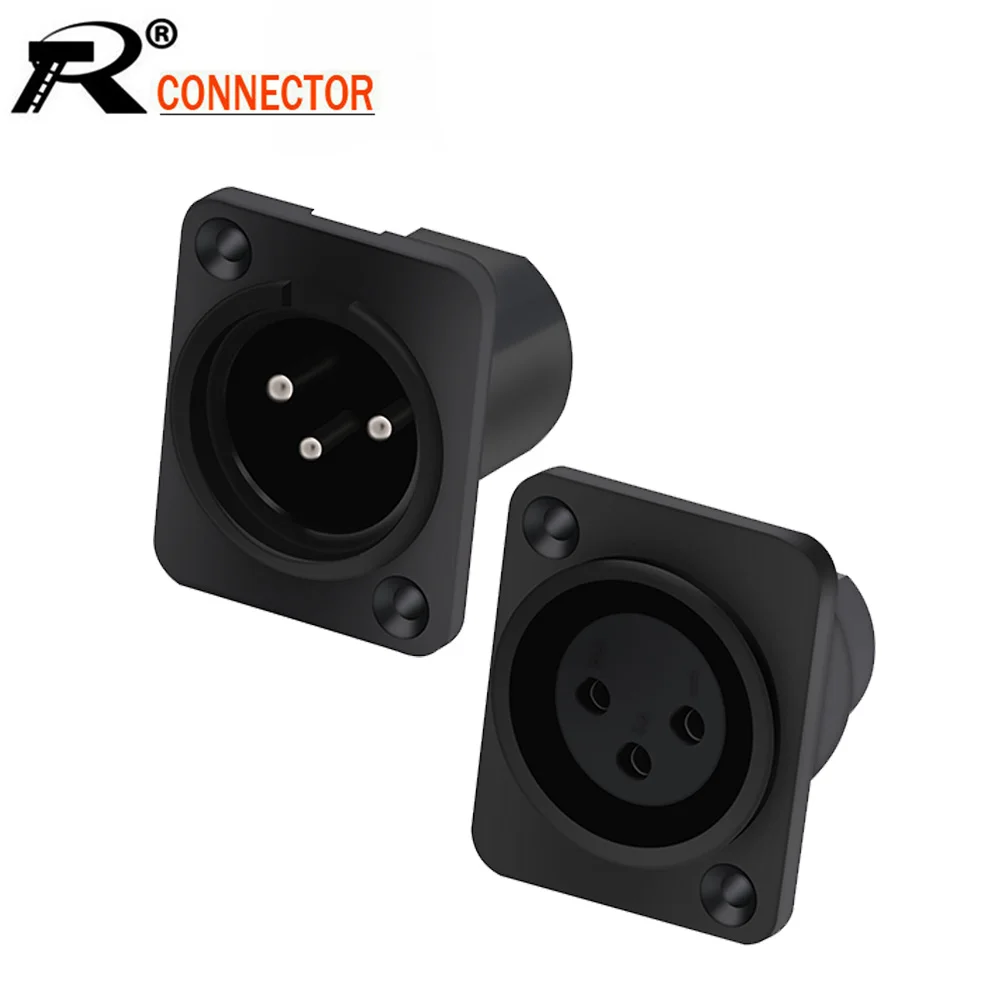

10 шт./лот 3-контактный штекер XLR/гнездовой штекер, Панельное крепление, шасси, пластиковый 3-полюсный штекер XLR, гнездо для микрофона, микрофон...
