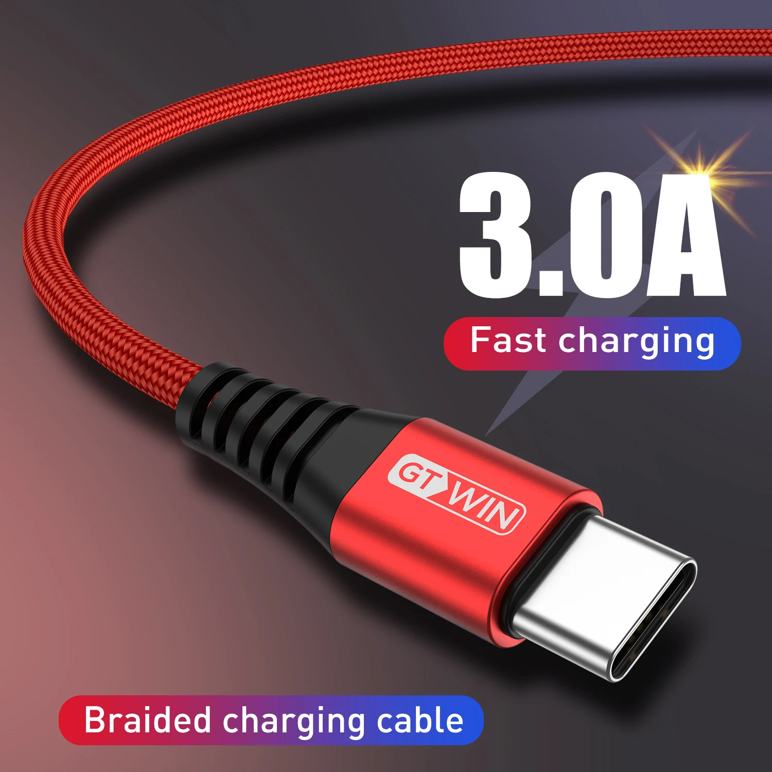 Кабель GTWIN 3A USB Type C кабель для быстрой зарядки Samsung S9 S10 Xiaomi mi 10 redmi note 9 Huawei P30 |