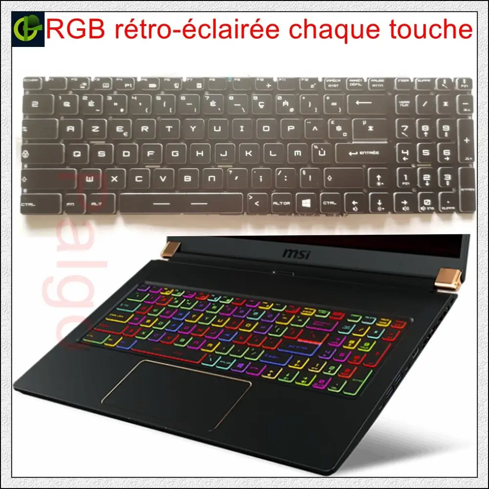 Полноцветная Клавиатура с французской RGB подсветкой Azerty Per-key для MSI GE73VR GE63VR 7RE 7RF